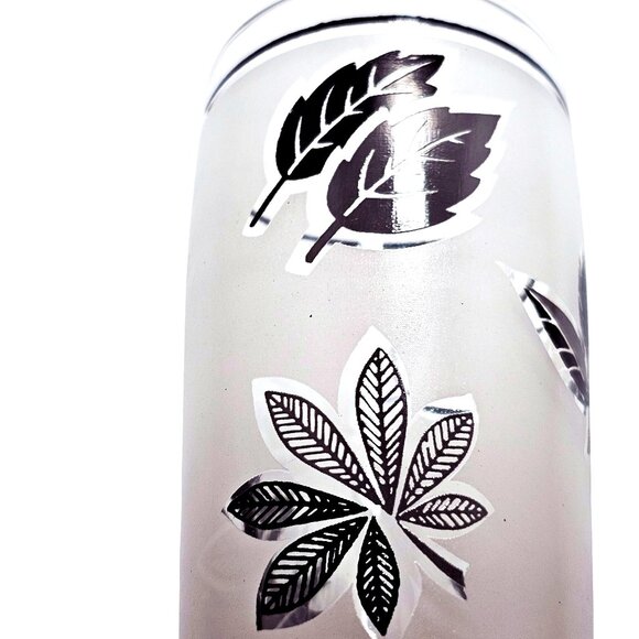 3 Frosted Wildflower Leaves Juice Glasses 4" midcentury botanical nature 6oz gla - Picture 3 of 9